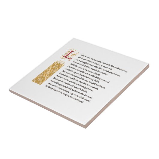 Shakespeare-Sonett 60 (LX) auf Pergament Fliese (Seite)