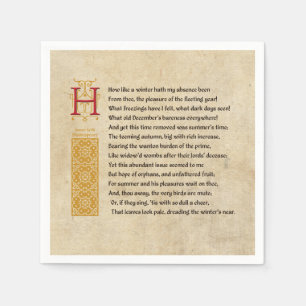 Shakespeare-Sonett 97 (XCVII) auf Pergament Serviette