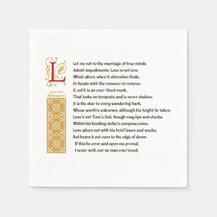 Shakespeare Sonnet 116 (CXVI) auf Pergament Serviette