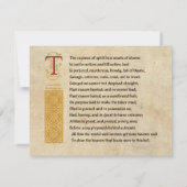 Shakespeare Sonnet 129 (CXXIX) auf Parchment Einladung (Rückseite)