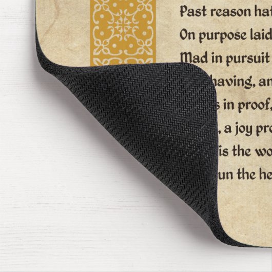 Shakespeare Sonnet 129 (CXXIX) auf Pergament Mousepad (Ecke)