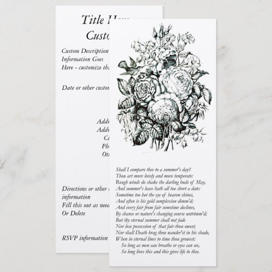 Shakespeare Sonnet # 18 Einladung (Vorne/Hinten)