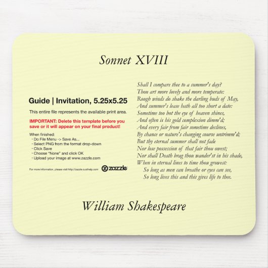 Shakespeare Sonnet # 18 Mousepad (Vorne)