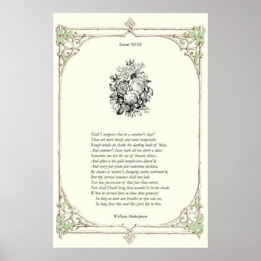 Shakespeare Sonnet # 18 Poster (Vorne)