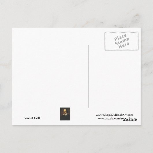 Shakespeare Sonnet # 18 Postkarte (Rückseite)