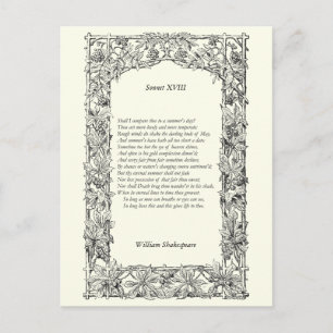Shakespeare Sonnet # 18 Postkarte