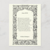 Shakespeare Sonnet # 18 Postkarte (Vorderseite)