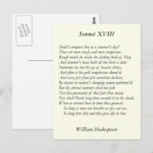Shakespeare Sonnet # 18 Postkarte (Vorne/Hinten)