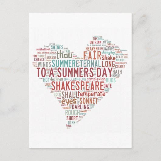 Shakespeare Sonnet 18 Postkarte (Vorderseite)