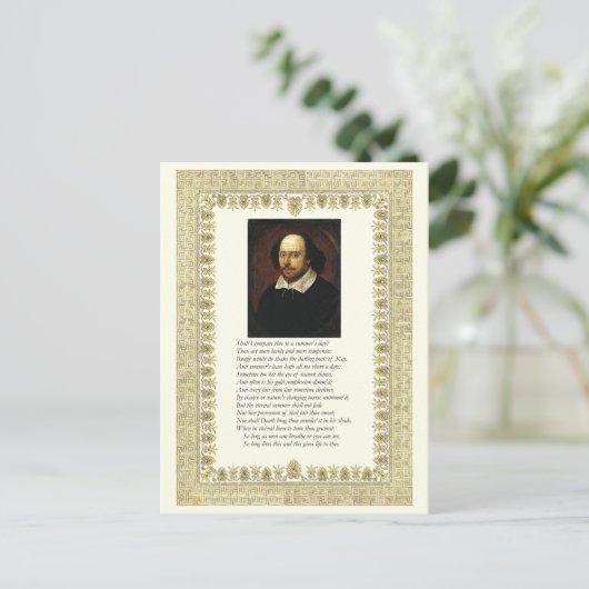 Shakespeare Sonnet # 18 Postkarte (Stehend Vorderseite)