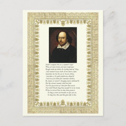 Shakespeare Sonnet # 18 Postkarte (Vorderseite)