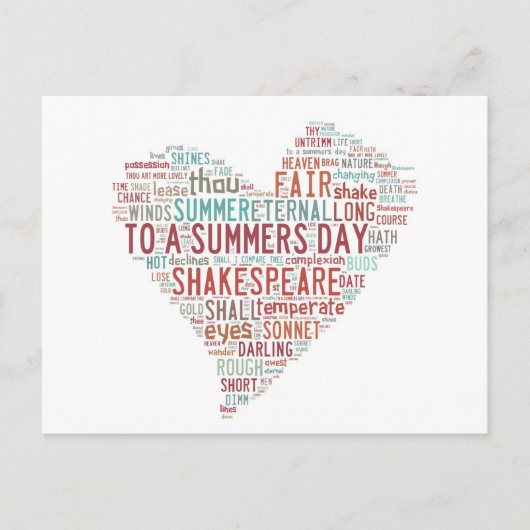Shakespeare Sonnet 18 Postkarte (Vorderseite)