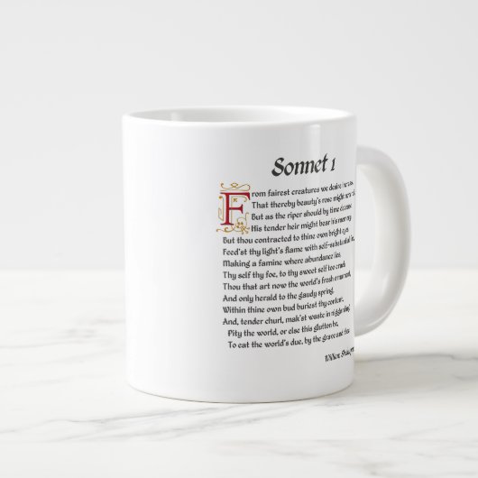 Shakespeare Sonnet 1 Jumbo-Tasse (Vorderseite Rechts)