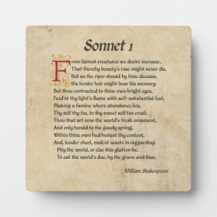 Shakespeare Sonnet 1 Parchment Fotoplatte