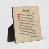 Shakespeare Sonnet 1 Parchment Fotoplatte (Vorderseite)