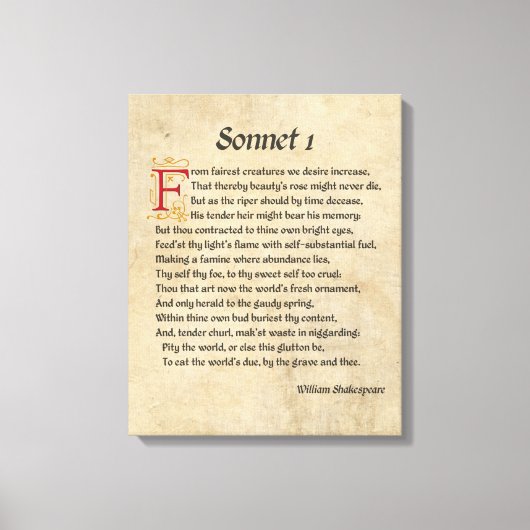 Shakespeare Sonnet 1 Parchment Leinwanddruck (Vorderseite)