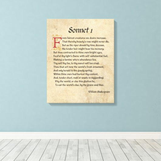 Shakespeare Sonnet 1 Parchment Leinwanddruck (Insitu (Holzboden))