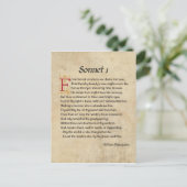 Shakespeare Sonnet 1 Parchment Postkarte (Stehend Vorderseite)