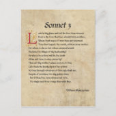 Shakespeare Sonnet 3 Parchment Postkarte (Vorderseite)