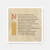 Shakespeare Sonnet 55 (LV) auf Pergament Serviette (Vorderseite)