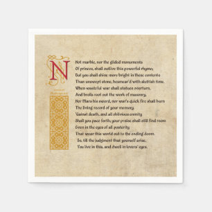 Shakespeare Sonnet 55 (LV) auf Pergament Serviette