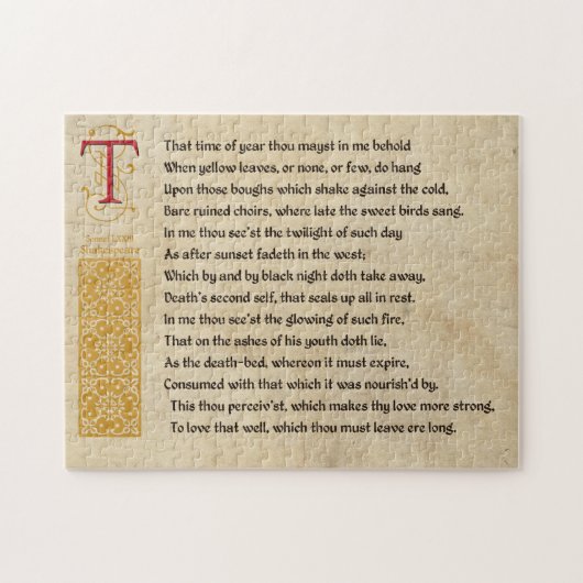 Shakespeare Sonnet 73(LXXIII) auf Pergament Puzzle (Horizontal)
