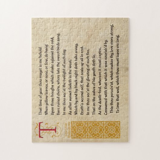 Shakespeare Sonnet 73(LXXIII) auf Pergament Puzzle (Vertikal)