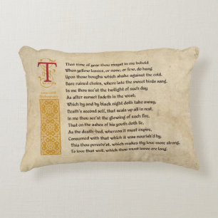 Shakespeare Sonnet 73 (LXXIII) auf Pergament Zierkissen