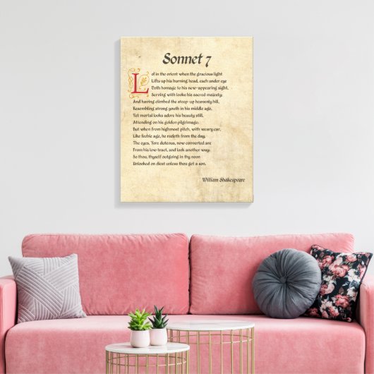 Shakespeare Sonnet 7 Parchment Leinwanddruck (Insitu (Wohnzimmer))