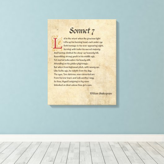 Shakespeare Sonnet 7 Parchment Leinwanddruck (Insitu (Holzboden))