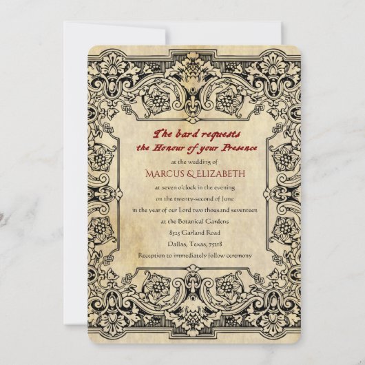 Shakespeare Wedding Einladung (Rückseite)