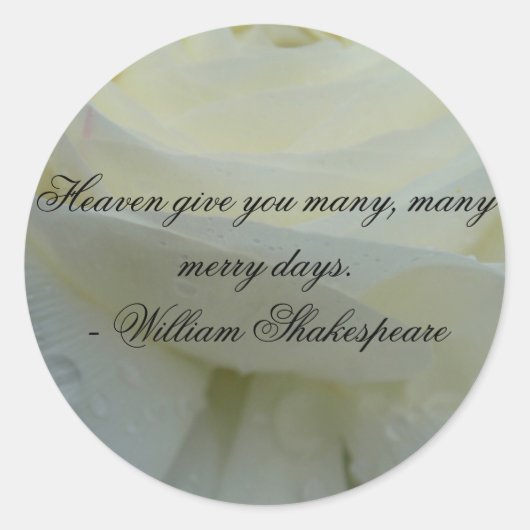 Shakespeare White Rose Zitat Runder Aufkleber (Vorderseite)