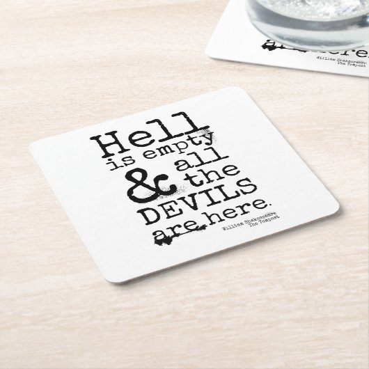 Shakespeare Zitat, Tempest, Teufel sind hier Rechteckiger Pappuntersetzer (angewinkelt)