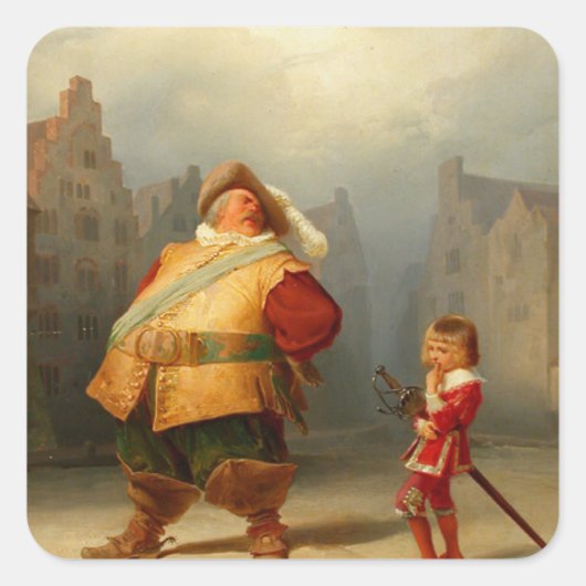 Shakespeares Falstaff and Boy Quadratischer Aufkleber (Vorderseite)