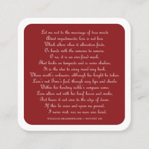 Shakespeares Sonett 116 Quadratischer Magnet Quadratische Visitenkarte