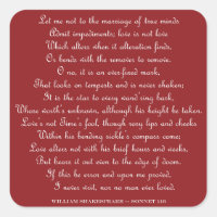 Shakespeares Sonnet 116 Square Magnet