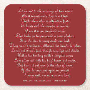 Shakespeares Sonnet 116 Square Magnet Rechteckiger Pappuntersetzer