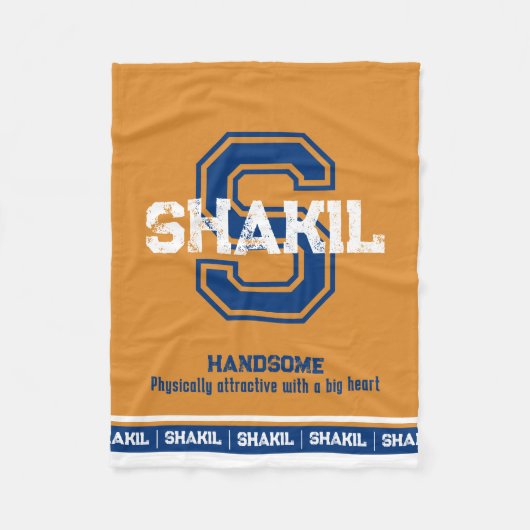 Shakil Name bedeutet Sport monogramm goldblau Fleecedecke (Vorderseite)