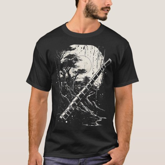 Shakuhachi Japanisch Bamboo Flute Japanisch Art Di T-Shirt (Vorderseite)