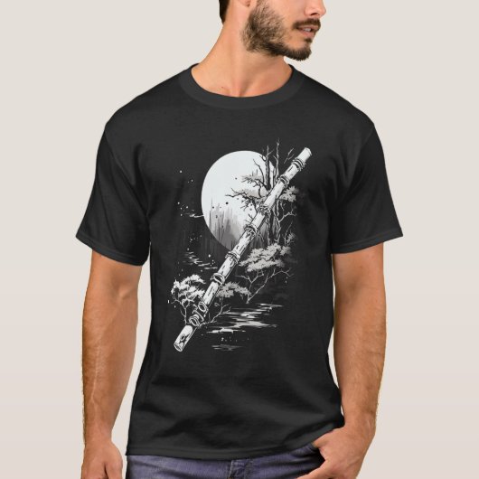 Shakuhachi Japanisch Bamboo Flute Japanischer Art  T-Shirt (Vorderseite)