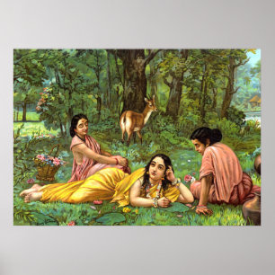 Shakuntala Patralekhana von Raja Ravi Varma Poster