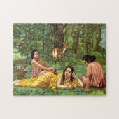 Shakuntala Patralekhana von Raja Ravi Varma Puzzle (Horizontal)