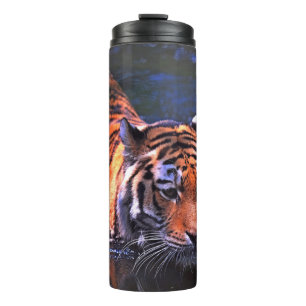 SHALLOW FOCUS PHOTOGRAPHY OF BROWN AND BLACK TIGER THERMOSBECHER