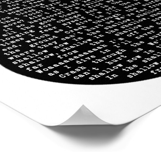 Shallow Schwarz-weiß Gitarre Song Lyric Print Poster (Ecke)