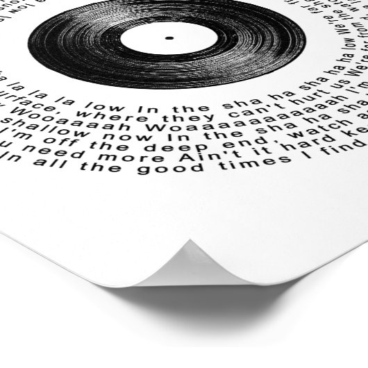 Shallow Vinyl Record Song Lyric Wall Art Print Poster (Ecke)