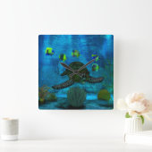 Shallow Waters Aquatic Quadratische Wanduhr (Zuhause)