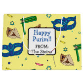 Shaloch Manot - Personalisiert gelb Große Geschenktüte (Vorderseite)