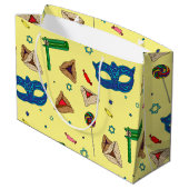 Shaloch Manot - Personalisiert gelb Große Geschenktüte (Rückseite Schrägansicht)