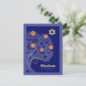 Shalom am Pessach. Frühlingsblütenbaum Postkarte (Stehend Vorderseite)