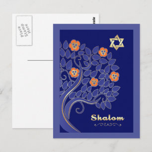 Shalom am Pessach. Frühlingsblütenbaum Postkarte